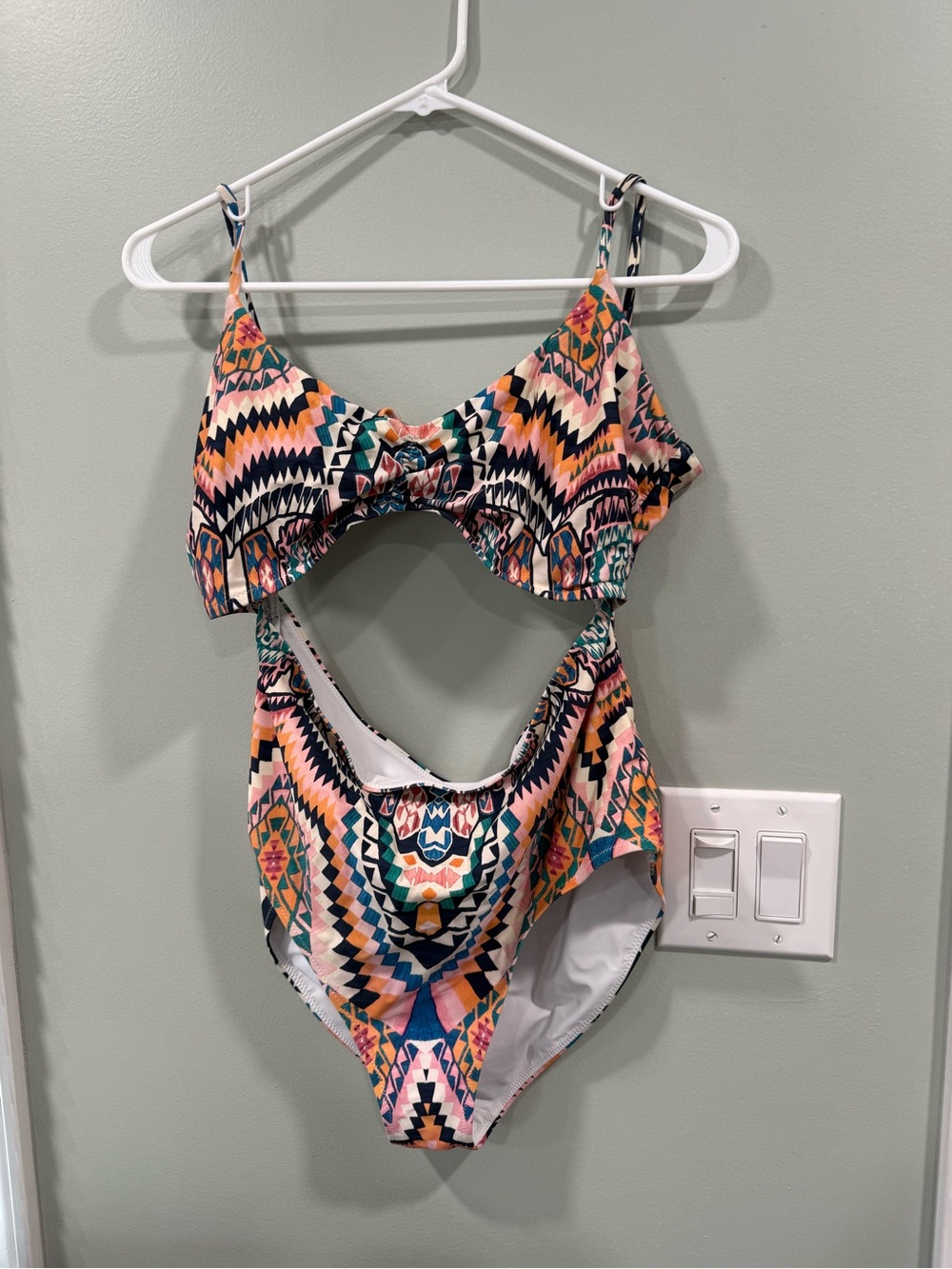 Athleta Multicolor Geometric One-Piece Swimsuit with White Lining